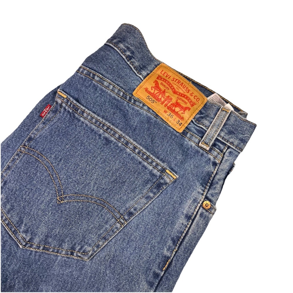 Levis 505 Jeans Mens 36x34β Blue Denim Pants Regular Straight American Classic